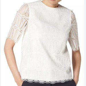 L.K.Bennett Milia Woven Top, White